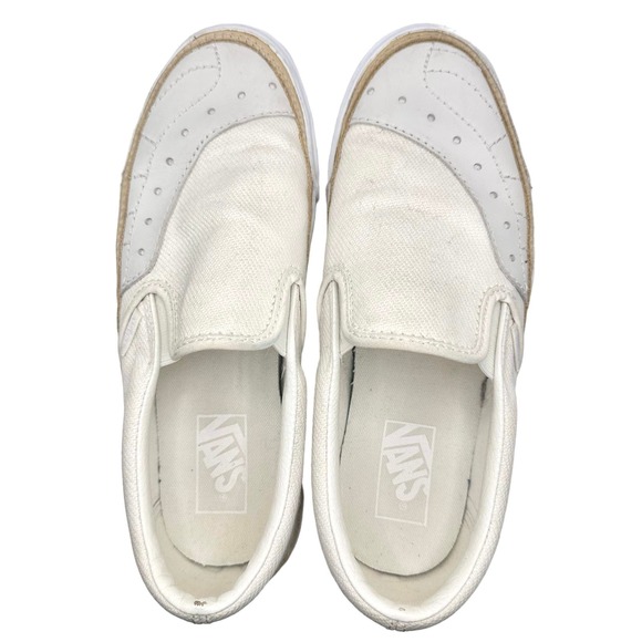 Vans | Unisex | Classic Canvas Overply Blanc De Blanc Slip On Shoes | Size 7.5 - Picture 8 of 12